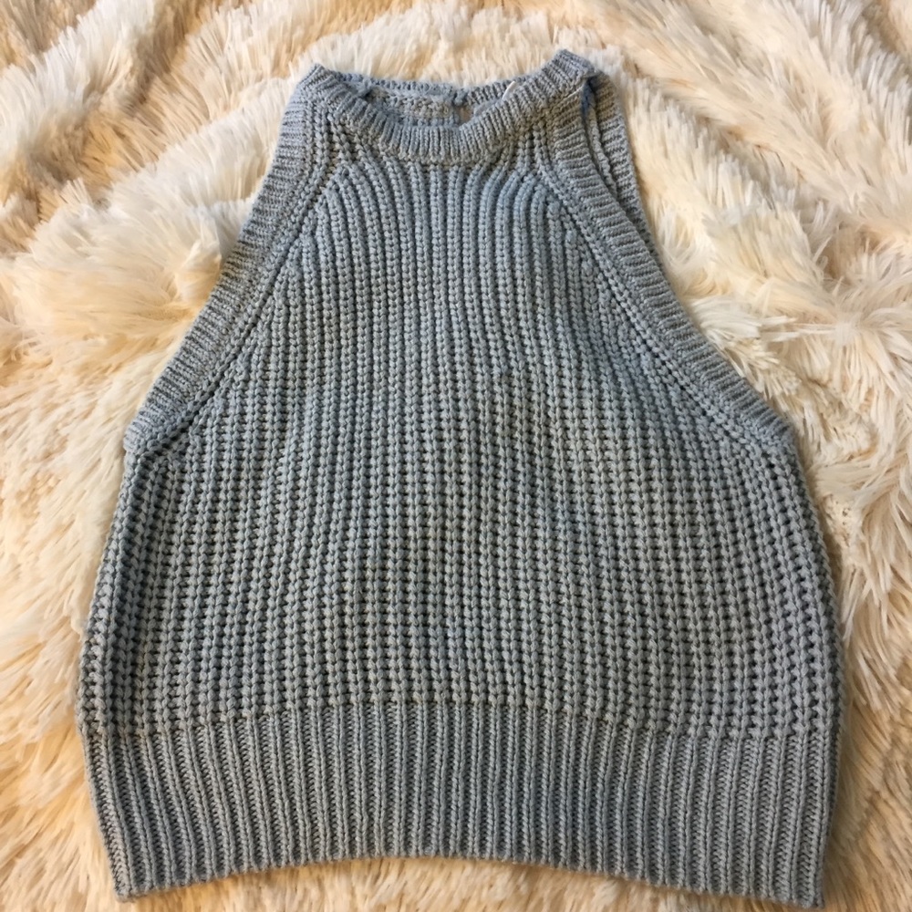 blue knit tank top